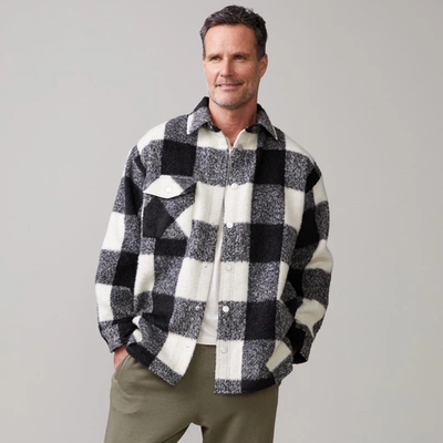 Monrow Plaid Flannel Shacket In Black/natural