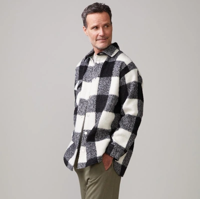 Monrow Plaid Flannel Shacket In Black/natural