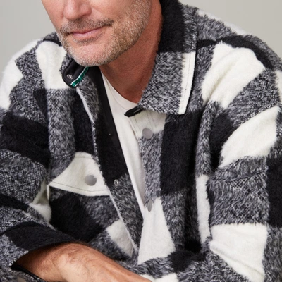 Monrow Plaid Flannel Shacket In Black/natural