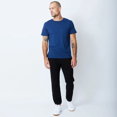 Monrow Relaxed Pocket Crew In Navy Blue