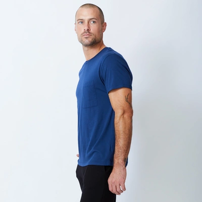 Monrow Relaxed Pocket Crew In Navy Blue