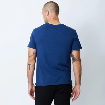 Monrow Relaxed Pocket Crew In Navy Blue