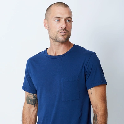 Monrow Relaxed Pocket Crew In Navy Blue