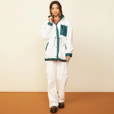 Monrow Reversible Sherpa Lined Jacket In Deep Forest