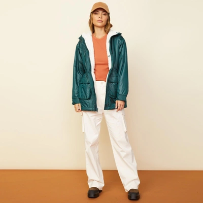 Monrow Reversible Sherpa Lined Jacket In Deep Forest