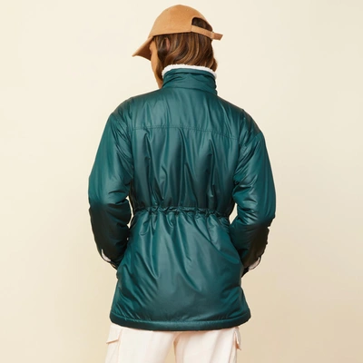 Shop Monrow Reversible Sherpa Lined Jacket In Deep Forest