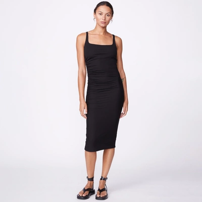 Monrow Archives Rib Square Neck Dress In Black