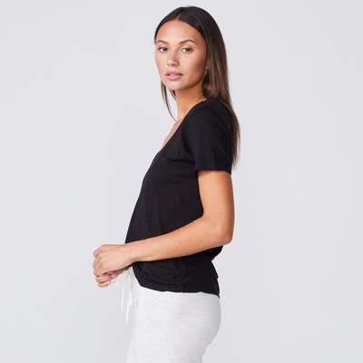Shop Monrow Super Fine Jersey Fitted V Neck Tee In Black