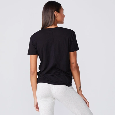Shop Monrow Super Fine Jersey Fitted V Neck Tee In Black