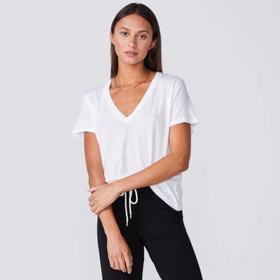 Monrow V-neck Short-sleeve Slub Jersey Tee In White