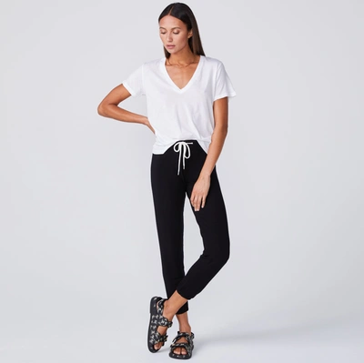 Monrow V-neck Short-sleeve Slub Jersey Tee In White