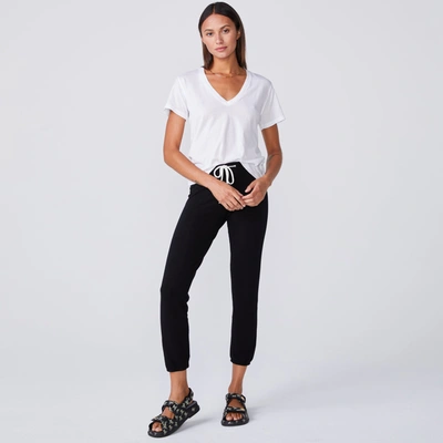 Monrow V-neck Short-sleeve Slub Jersey Tee In White