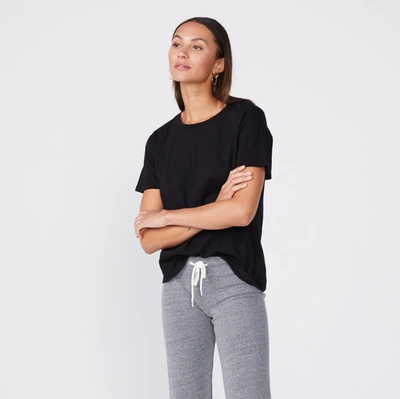 Monrow Super Fine Jersey Oversized Crew Neck Tee In Black