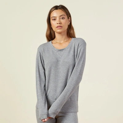 Monrow Supersoft Crew Neck Sweatshirt In Dark Heather