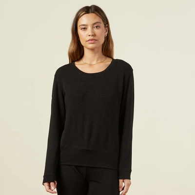 Monrow Supersoft Crew Neck Sweatshirt In Black