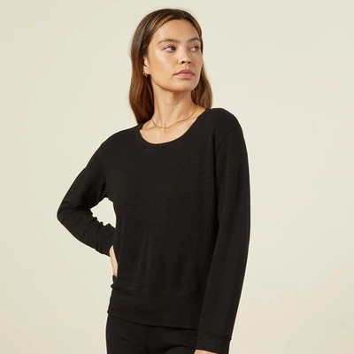 Monrow Supersoft Crew Neck Sweatshirt In Black