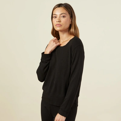 Monrow Supersoft Crew Neck Sweatshirt In Black