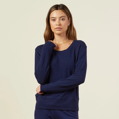 Monrow Supersoft Crew Neck Sweatshirt In Navy