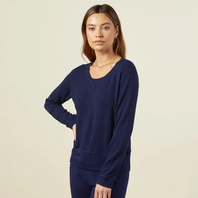 Monrow Supersoft Crew Neck Sweatshirt In Navy