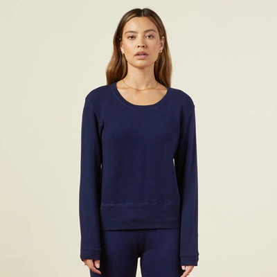 Monrow Supersoft Crew Neck Sweatshirt In Navy