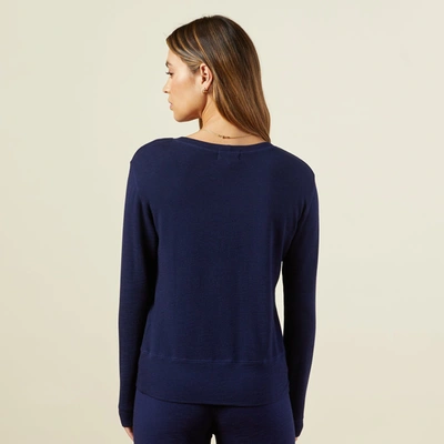 Monrow Supersoft Crew Neck Sweatshirt In Navy