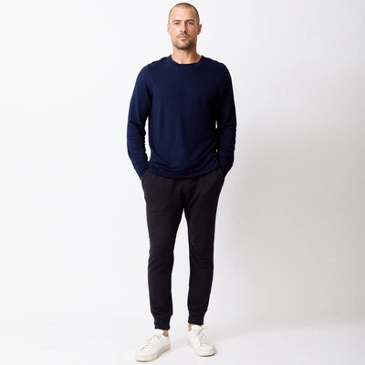 Monrow Supersoft Crew Neck Sweatshirt In Classic Navy