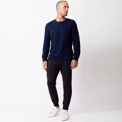 Monrow Supersoft Crew Neck Sweatshirt In Classic Navy