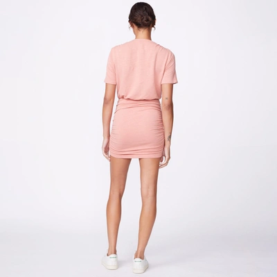 Monrow Archives Supersoft Deep V Shirred Dress In Faded Coral