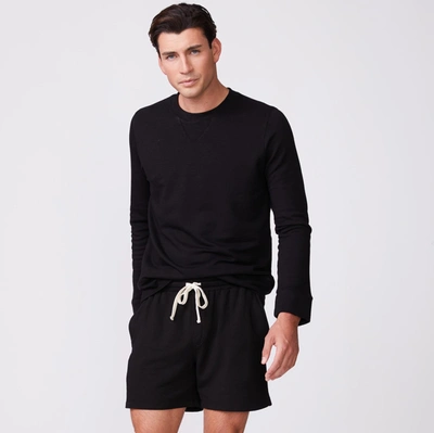 Monrow Supersoft Fleece Crew Neck Sweatshirt In Black