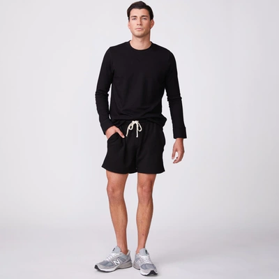 Monrow Supersoft Fleece Crew Neck Sweatshirt In Black