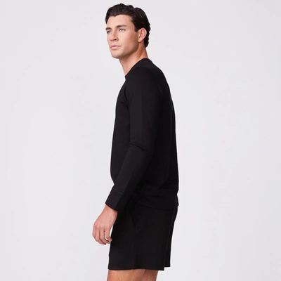 Monrow Supersoft Fleece Crew Neck Sweatshirt In Black