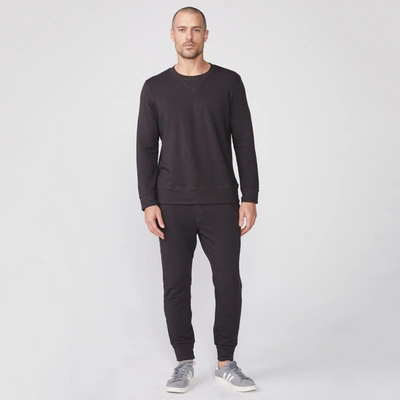 Monrow Supersoft Fleece Crew Neck Sweatshirt In Faded Black