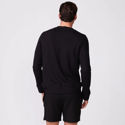 Monrow Supersoft Fleece Crew Neck Sweatshirt In Black
