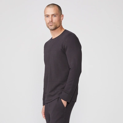 Monrow Supersoft Fleece Crew Neck Sweatshirt In Faded Black