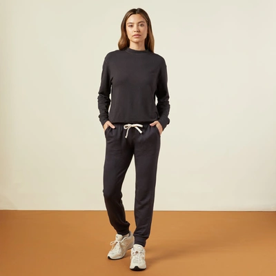 Monrow Supersoft Fleece Girlfriend Sweats In Faded Black