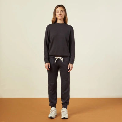 Monrow Supersoft Fleece Girlfriend Sweats In Faded Black