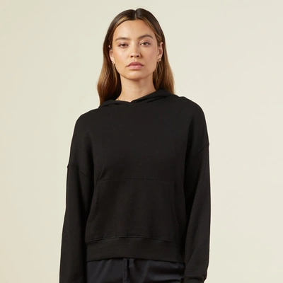 Monrow Supersoft Fleece V-neck Sweatshirt In Black