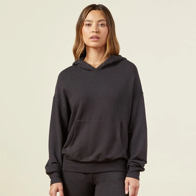 Monrow Supersoft Fleece Slouchy Pullover In Faded Black