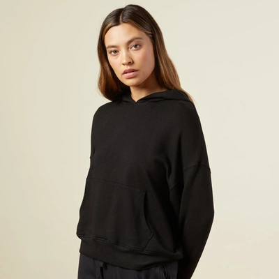Monrow Supersoft Fleece V-neck Sweatshirt In Black