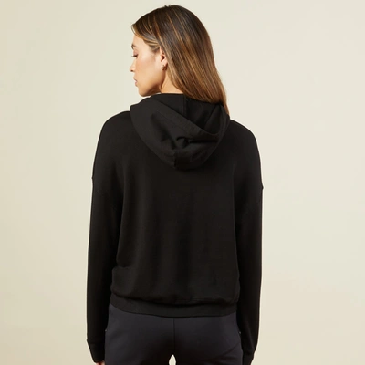 Monrow Supersoft Fleece V-neck Sweatshirt In Black