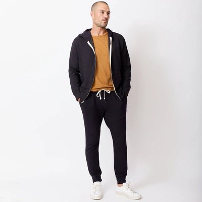 Monrow Supersoft Fleece Zip Up Hoody In Faded Black