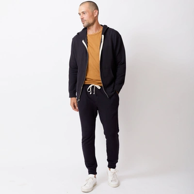 Monrow Supersoft Fleece Zip Up Hoody In Faded Black