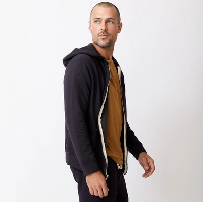 Monrow Supersoft Fleece Zip Up Hoody In Faded Black