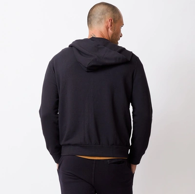Monrow Supersoft Fleece Zip Up Hoody In Faded Black