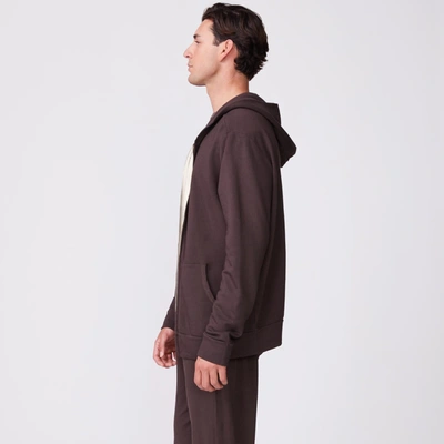 Monrow Supersoft Fleece Zip Up Hoody In Cocoa