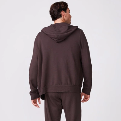 Monrow Supersoft Fleece Zip Up Hoody In Cocoa