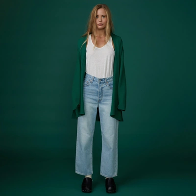 Monrow Supersoft Sweater Knit Cardigan In Dark Ivy