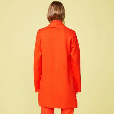 Monrow Supersoft Sweater Knit Cardigan In Electric Coral