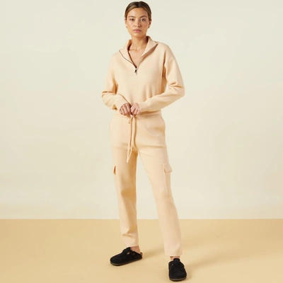 Monrow Supersoft Sweater Knit Cargo Jogger In Vanilla