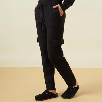 Monrow Supersoft Sweater Knit Cargo Jogger In Black